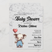 Elephant Baby shower Invitation Kaart (Voorkant / Achterkant)