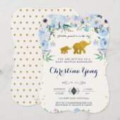 Elephant Baby shower Invitation Kaart (Voorkant / Achterkant)