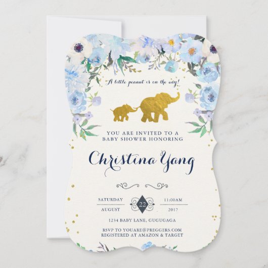 Elephant Baby shower Invitation Kaart (Voorkant)