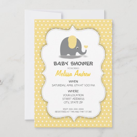 Elephant baby shower invitation kaart (Voorkant)