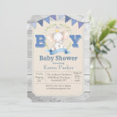 Elephant Baby shower Invitation Kaart (Staand voorkant)