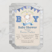 Elephant Baby shower Invitation Kaart (Voorkant / Achterkant)