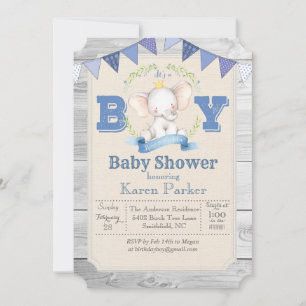 Elephant Baby shower Invitation Kaart