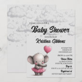 Elephant Baby shower Invitation Kaart (Voorkant / Achterkant)