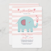 Elephant Baby shower Invitation Kaart (Voorkant / Achterkant)