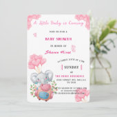 Elephant Baby shower Invitation Kaart (Staand voorkant)