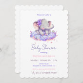 Elephant Baby shower Invitation Kaart (Voorkant / Achterkant)