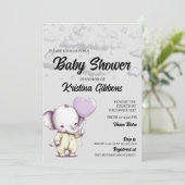 Elephant Baby shower Invitation Kaart (Staand voorkant)