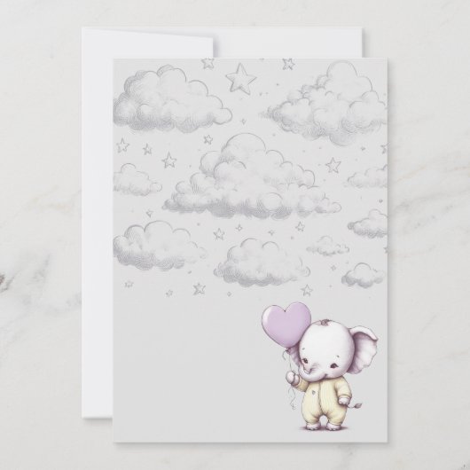 Elephant Baby shower Invitation Kaart (Achterkant)