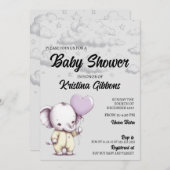 Elephant Baby shower Invitation Kaart (Voorkant / Achterkant)