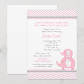 Elephant Baby shower Invitation Kaart (Voorkant / Achterkant)