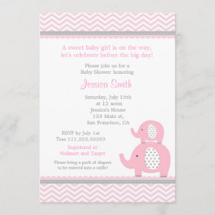 Elephant Baby shower Invitation Kaart