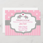 Elephant Baby shower Invitation Kaart (Voorkant / Achterkant)