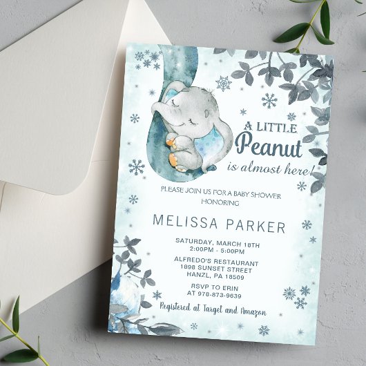 Elephant Baby shower Invitation Kaart