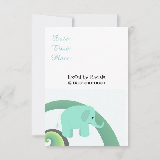 Elephant Baby shower Invitation Kaart (Achterkant)