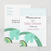 Elephant Baby shower Invitation Kaart (Voorkant / Achterkant)