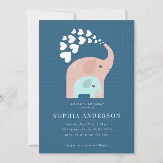 Elephant Baby shower Invitation Kaart (Voorkant)
