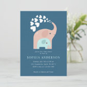 Elephant Baby shower Invitation Kaart (Staand voorkant)