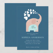 Elephant Baby shower Invitation Kaart (Voorkant / Achterkant)