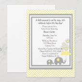 Elephant Baby shower Invitation Kaart (Voorkant / Achterkant)