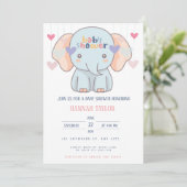 Elephant Baby Shower Invitation Kaart (Staand voorkant)
