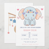 Elephant Baby Shower Invitation Kaart (Voorkant / Achterkant)