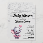 Elephant Baby shower Invitation Kaart (Voorkant / Achterkant)
