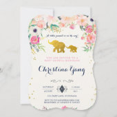 Elephant Baby shower Invitation Kaart (Voorkant)