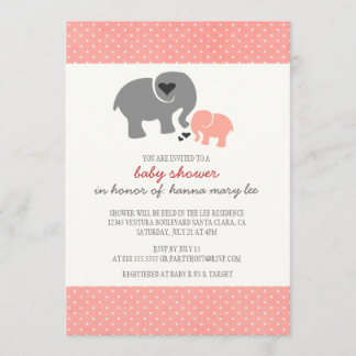 Elephant Baby shower Invitation Kaart
