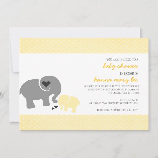 Elephant Baby shower Invitation Kaart (Voorkant)