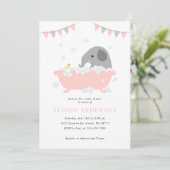 Elephant Baby shower Invitation Kaart (Staand voorkant)