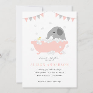 Elephant Baby shower Invitation Kaart