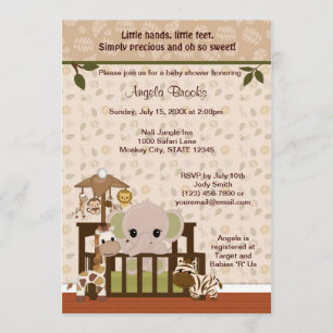 ELEPHANT Baby shower Invitation Nali Oerwoud NJE Kaart