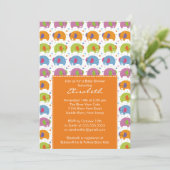Elephant Baby shower Invitation Oranje Kaart (Staand voorkant)