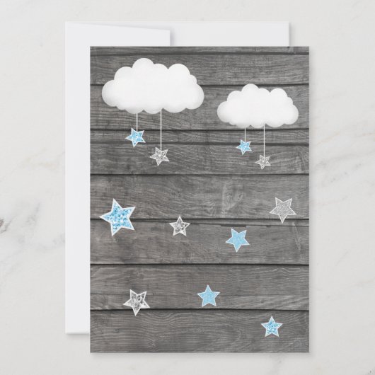 Elephant Baby shower Invitation, rustisch, Blue Kaart (Achterkant)