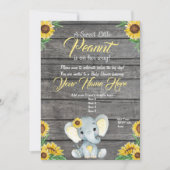 Elephant Baby shower Invitation, rustisch, Geel Kaart (Voorkant)