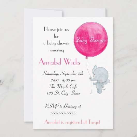Elephant Baby shower Invitation Schattigee Parijse Kaart (Voorkant)