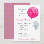 Elephant Baby shower Invitation Schattigee Parijse Kaart (Voorkant / Achterkant)
