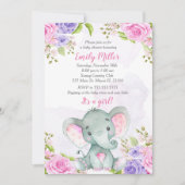 Elephant Baby shower Invitation Waterverf Kaart (Voorkant)