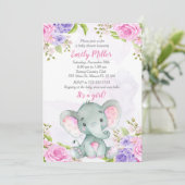 Elephant Baby shower Invitation Waterverf Kaart (Staand voorkant)