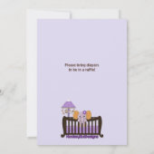 ELEPHANT Baby shower Invitation Wieg PAARS CJ-E Kaart (Achterkant)