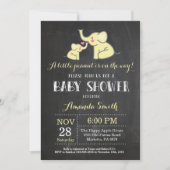 Elephant Baby shower Invitation Yellow and Grey Kaart (Voorkant)