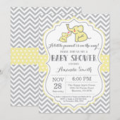 Elephant Baby shower Invitation Yellow and Grey Kaart (Voorkant / Achterkant)