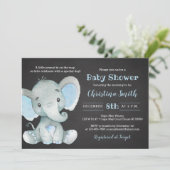 Elephant Baby Shower Invitations for a Boy Kaart (Staand voorkant)