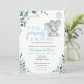 Elephant Baby Shower Invitations for a Boy Kaart (Staand voorkant)