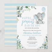 Elephant Baby Shower Invitations for a Boy Kaart (Voorkant / Achterkant)