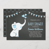 Elephant Baby Shower Invitations for a Boy Kaart (Voorkant / Achterkant)