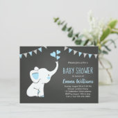 Elephant Baby Shower Invitations for a Boy Kaart (Staand voorkant)