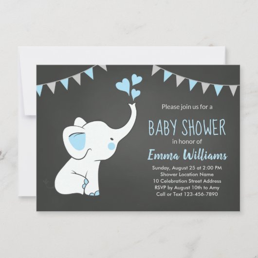 Elephant Baby Shower Invitations for a Boy Kaart (Voorkant)