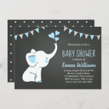 Elephant Baby Shower Invitations for a Boy
